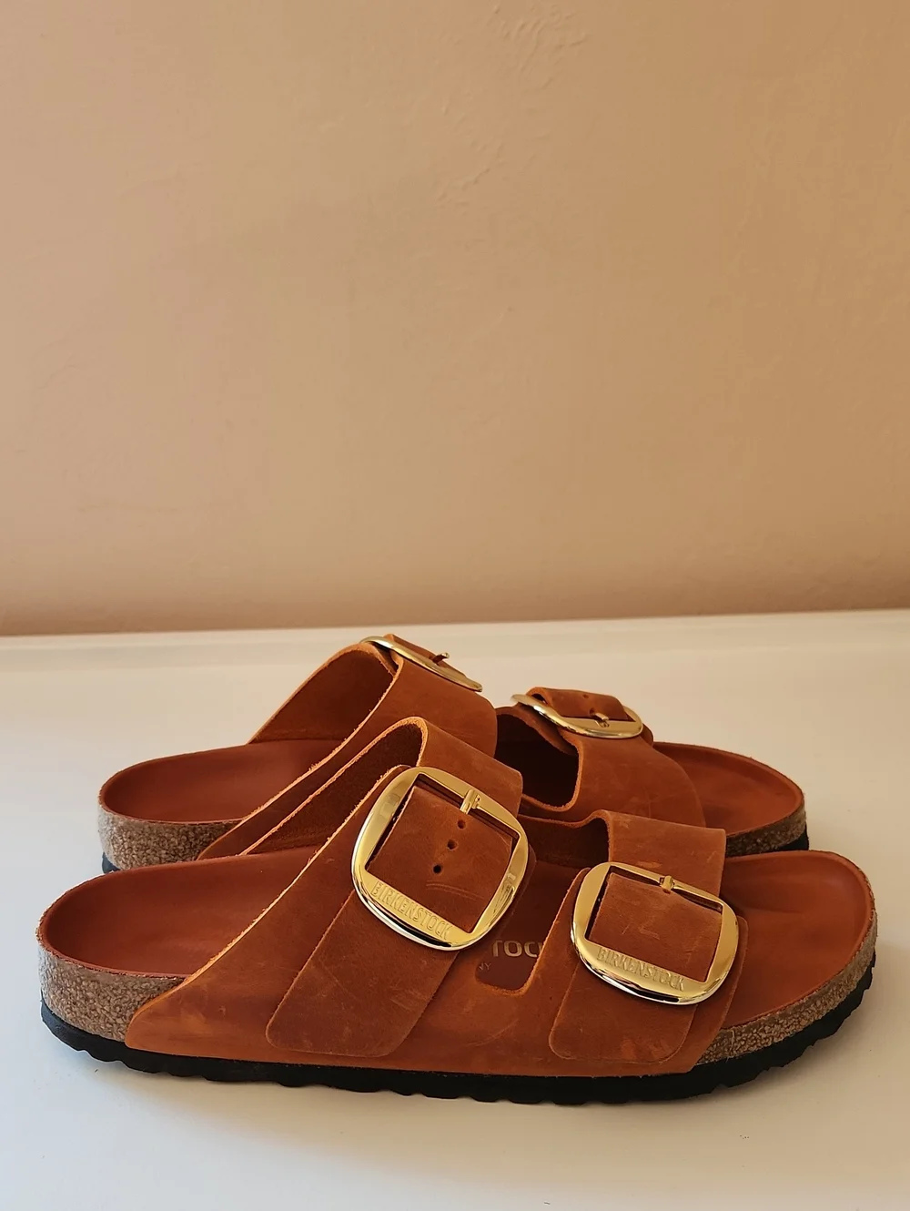 Birkenstock Arizona Big BuckleNatural Leather Oiled Burnt Orange Size 41